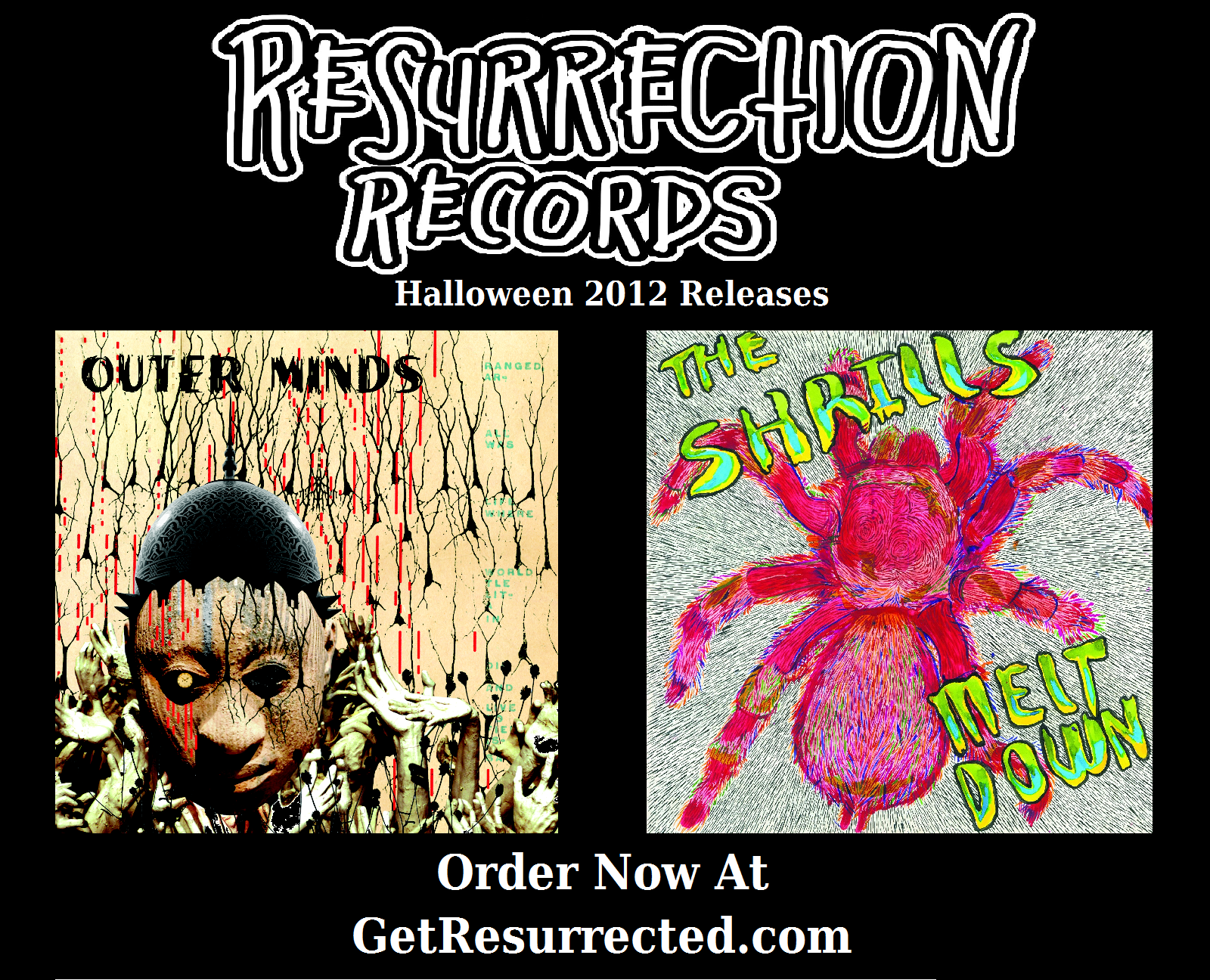 RESURRECTION HALLOWEEN COMBO PACK **INCLUDES BOTH THE NEW OUTER MINDS LP & THE SHRILLS LP**